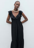 Robe Longue À Col Volanté