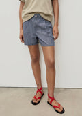 Short Denim À Pinces Et Rayures