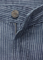 Short Denim À Pinces Et Rayures