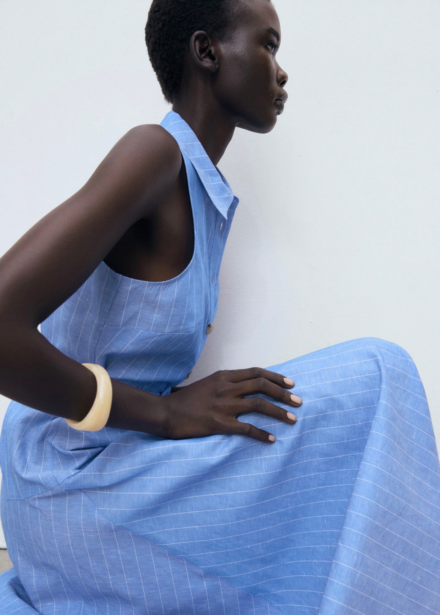 Robe Chemise Lin Mélangé À Rayures