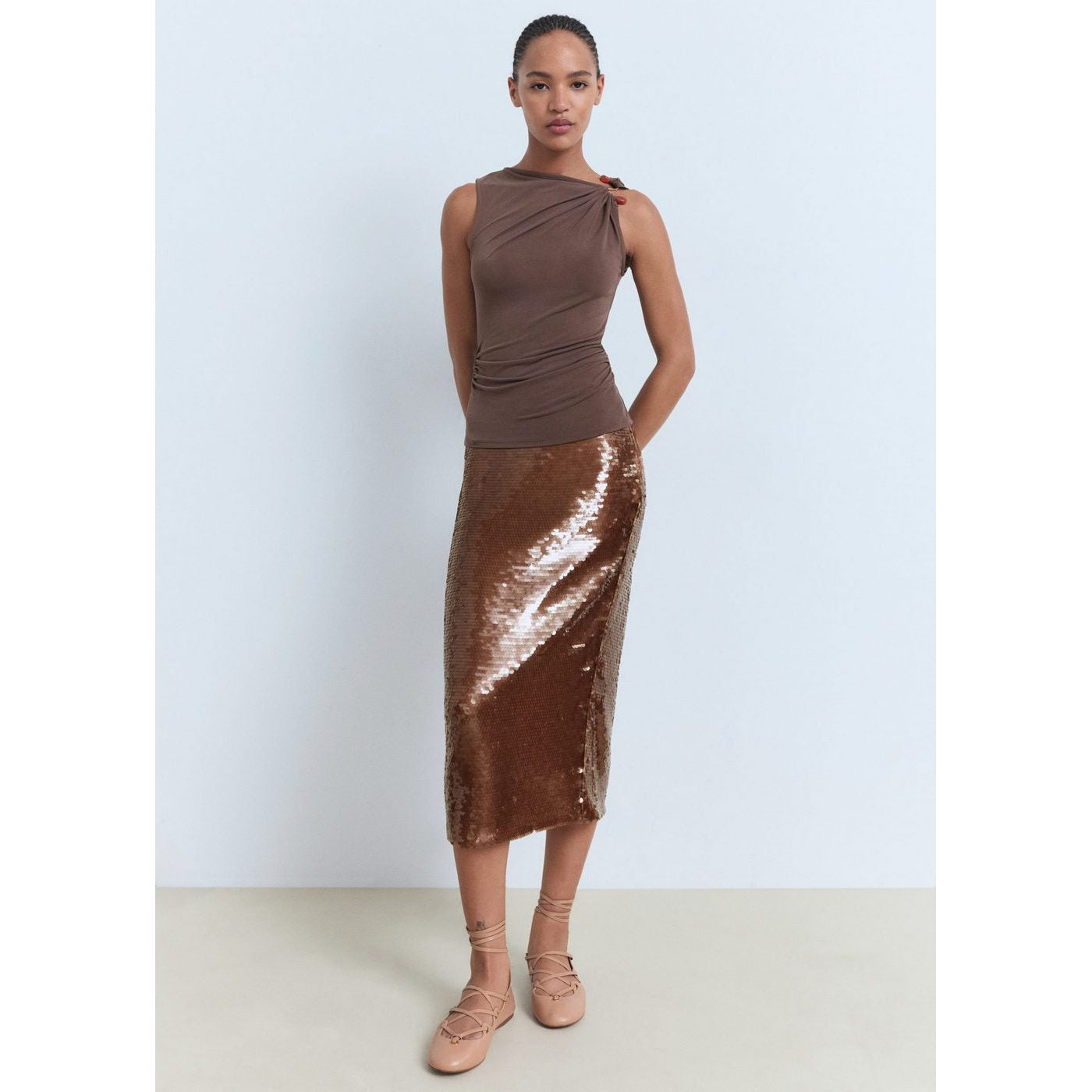 Petri Top - Light/Pastel Brown