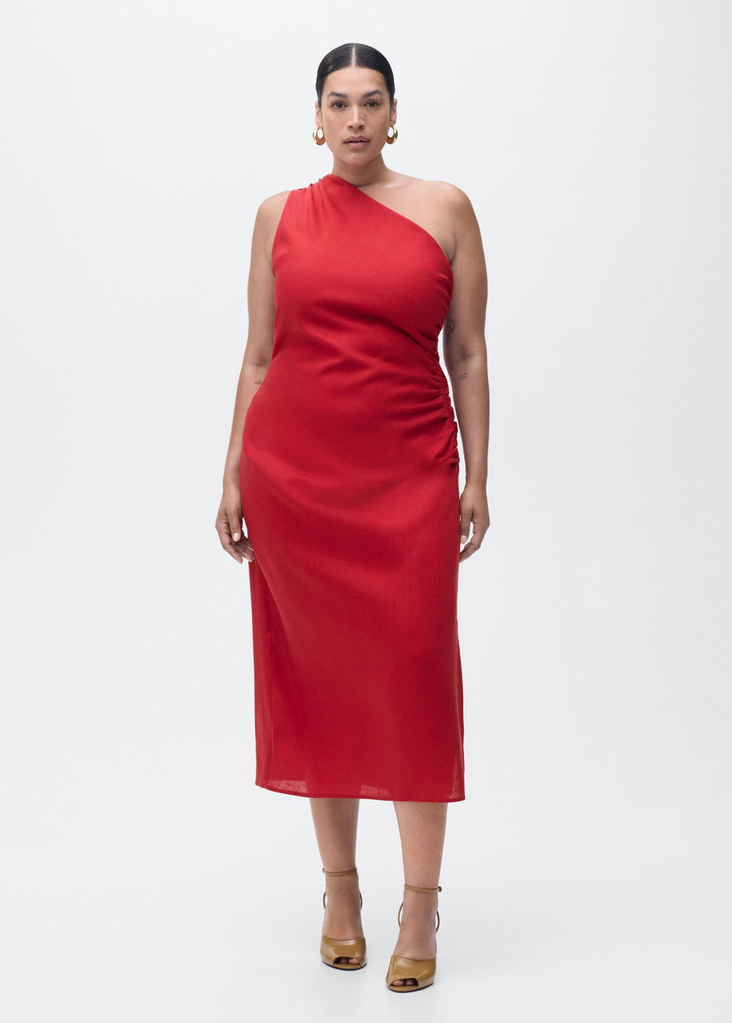 Robe Lyocell Décolleté Asymétrique