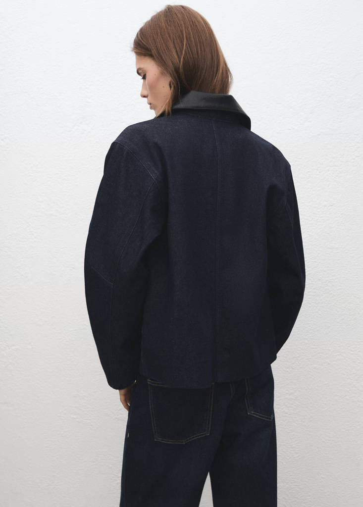 Jeansjacke Mit Kragen Aus Kunstleder