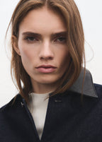 Jeansjacke Mit Kragen Aus Kunstleder