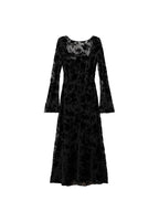 Jacquard jurk met bloemdessin en klokmouwen