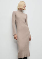 Robe Maille Côtelée Col Montant