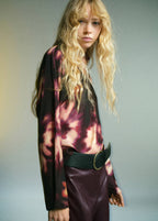 Tie-dye-bluse med opretstående krave