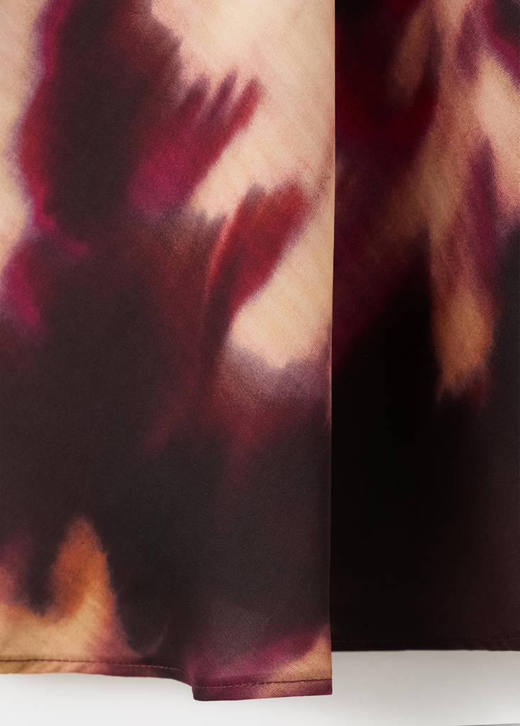 Tie-dye-bluse med opretstående krave