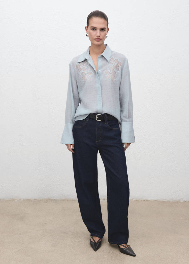 Geborduurde Lyocell Blouse