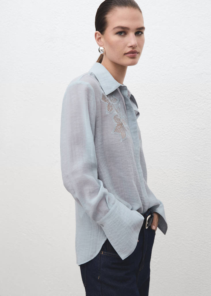 Geborduurde Lyocell Blouse