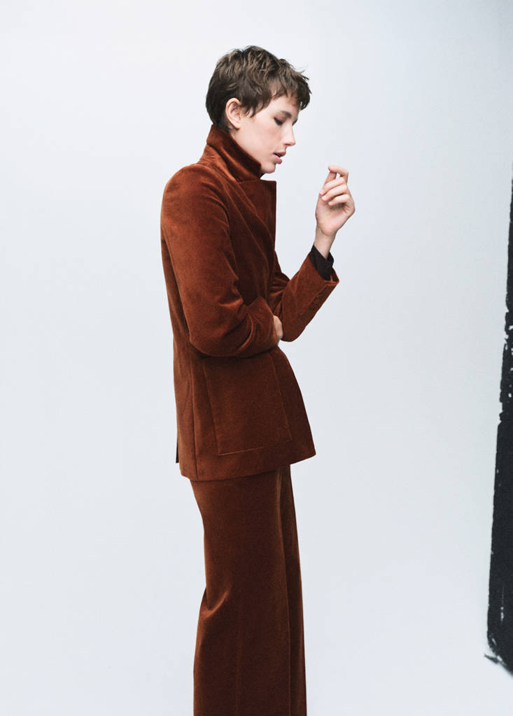 Blazer De Traje De Terciopelo Con Bolsillos