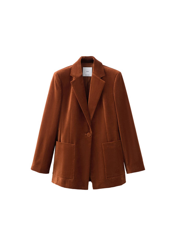 Blazer De Traje De Terciopelo Con Bolsillos
