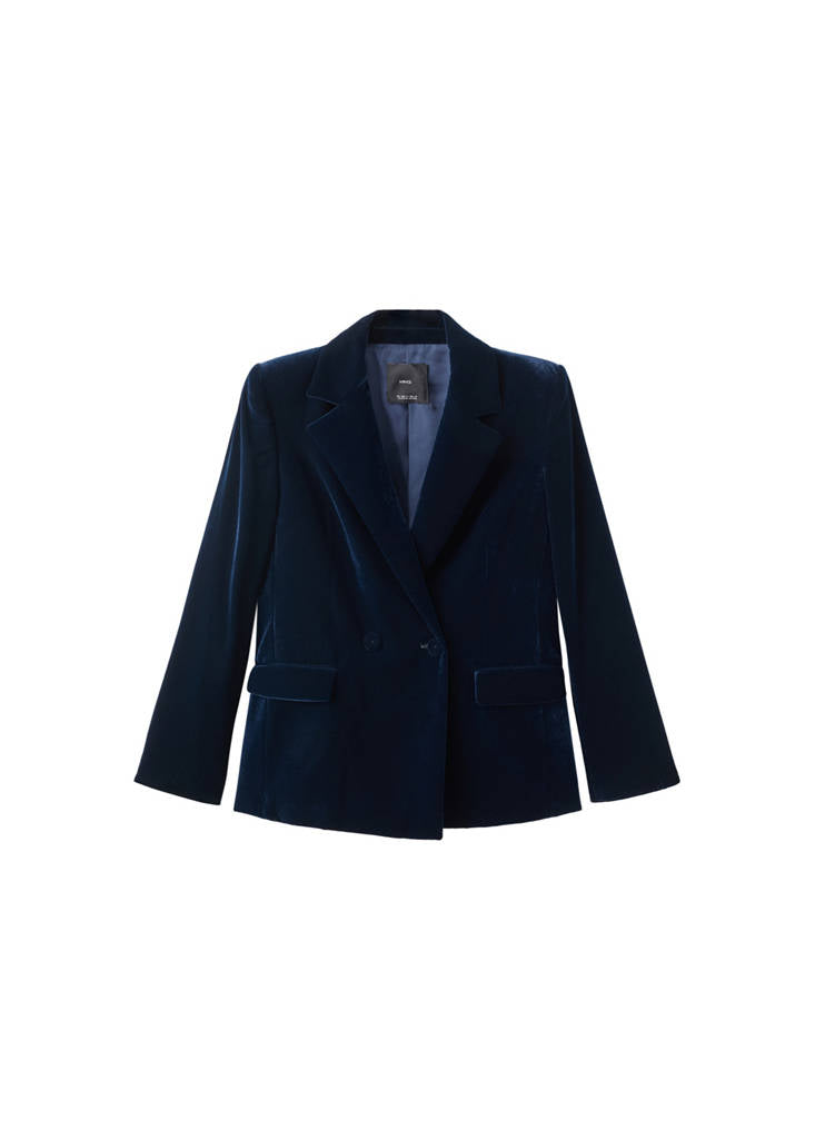 Dobbeltradet fløjlsblazer