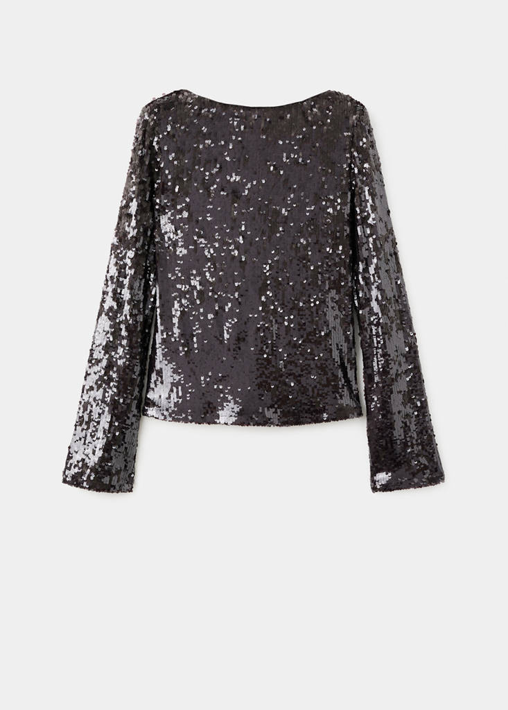 Paillet-t-shirt med svaj i ærmerne