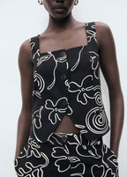 Gilet De Costume En Lin Imprimé À Fleurs
