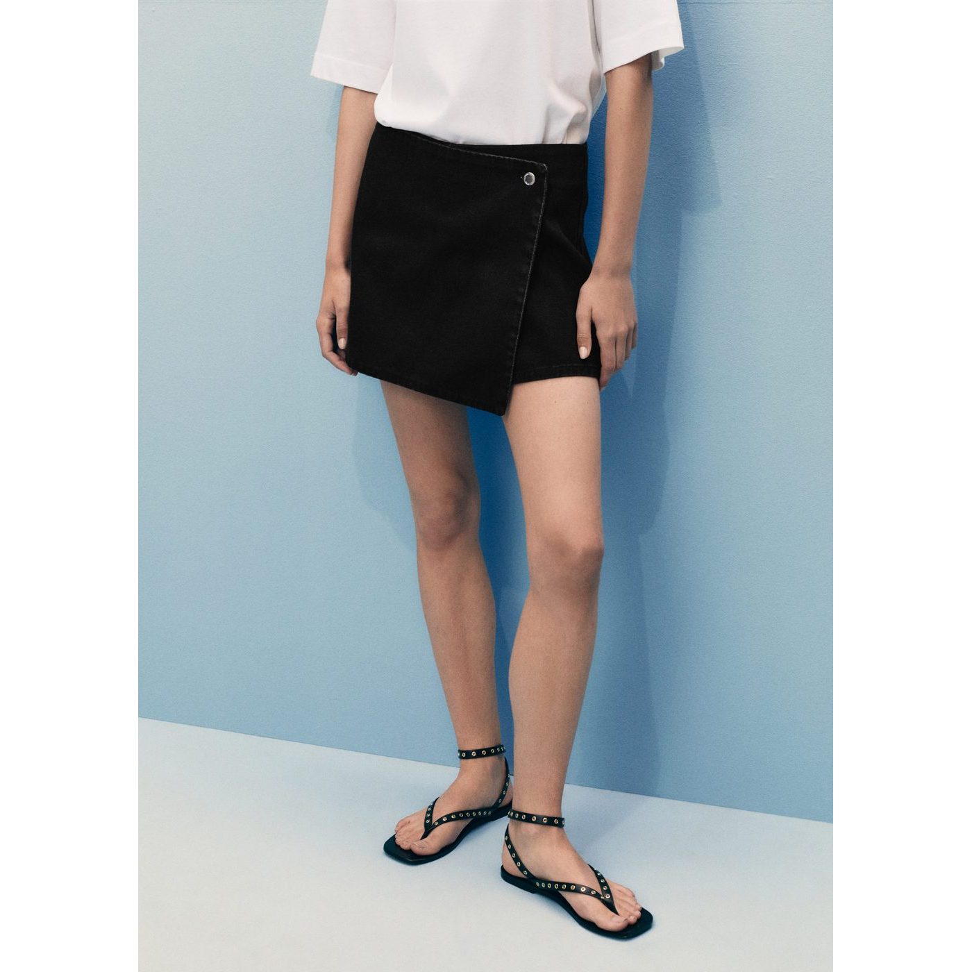 Falda pantalón - Denim negro