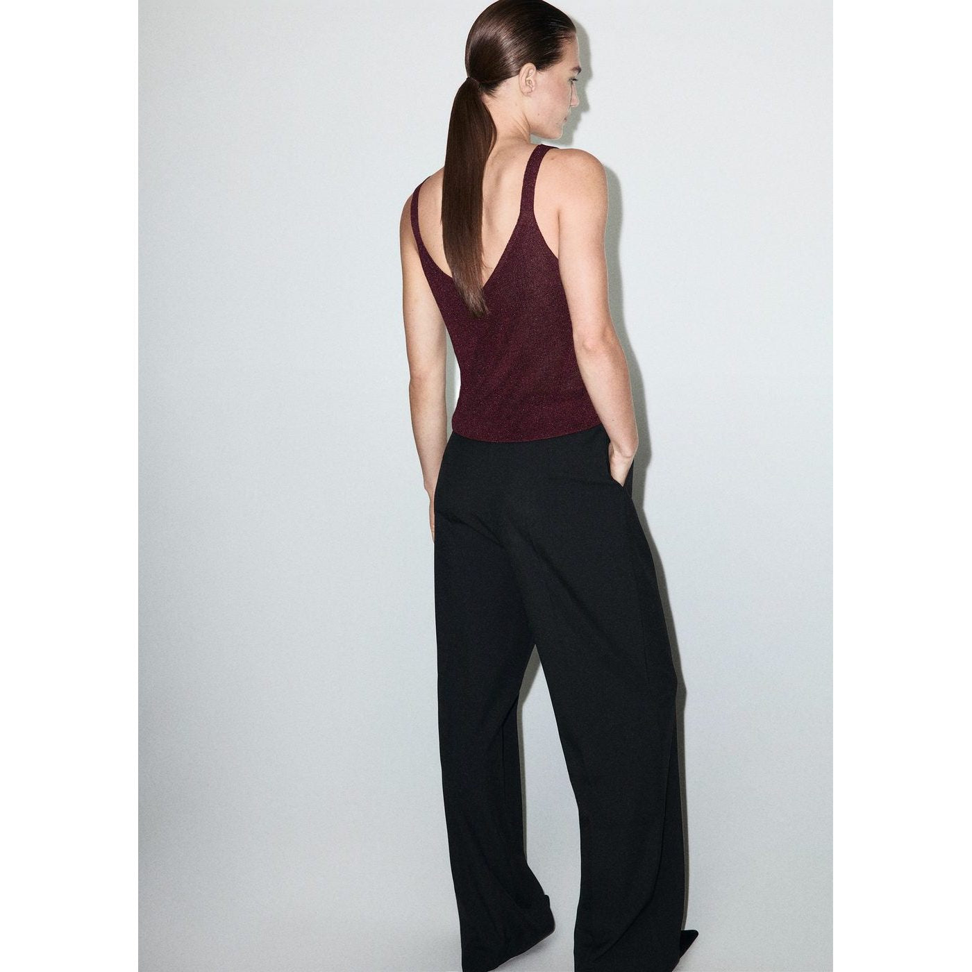 Top Maille Lurex Col En V