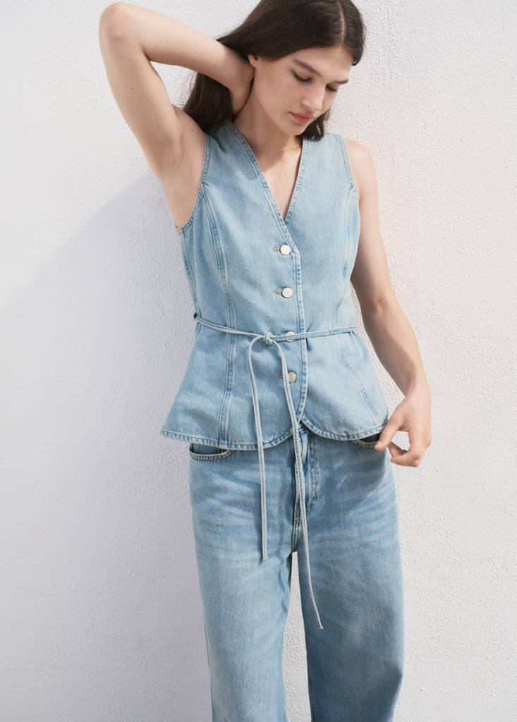 Denim Gilet Met Knopen