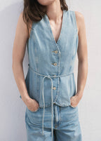 Denim Gilet Met Knopen