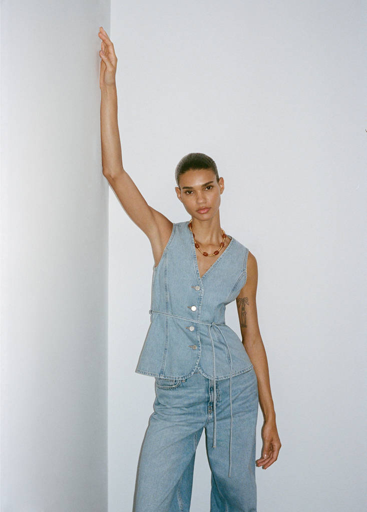 Denim Gilet Met Knopen