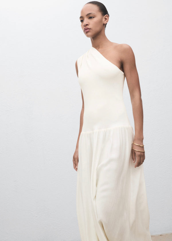 Robe Tissu Combiné Asymétrique