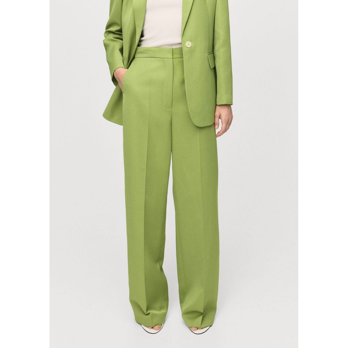 Pantalon De Costume Droit Lin Mélangé