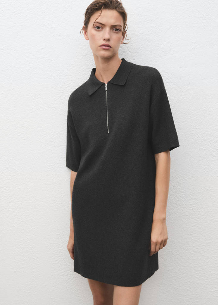 Abito in Maglia con Colletto a Polo