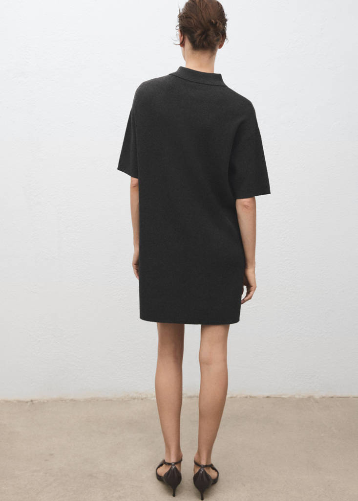 Abito in Maglia con Colletto a Polo