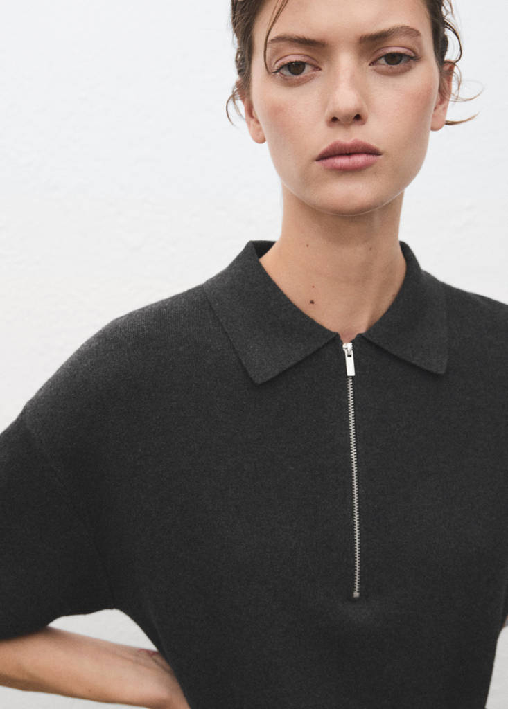 Abito in Maglia con Colletto a Polo