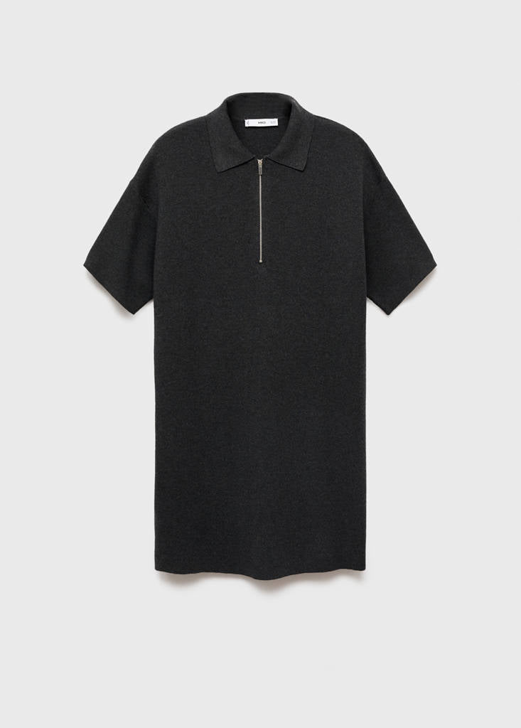 Abito in Maglia con Colletto a Polo