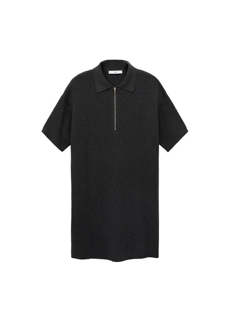 Abito in Maglia con Colletto a Polo