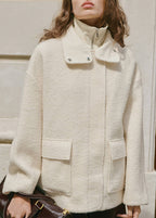 Chaqueta Efecto Bouclé Con Cuello Subido
