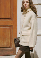 Chaqueta Efecto Bouclé Con Cuello Subido