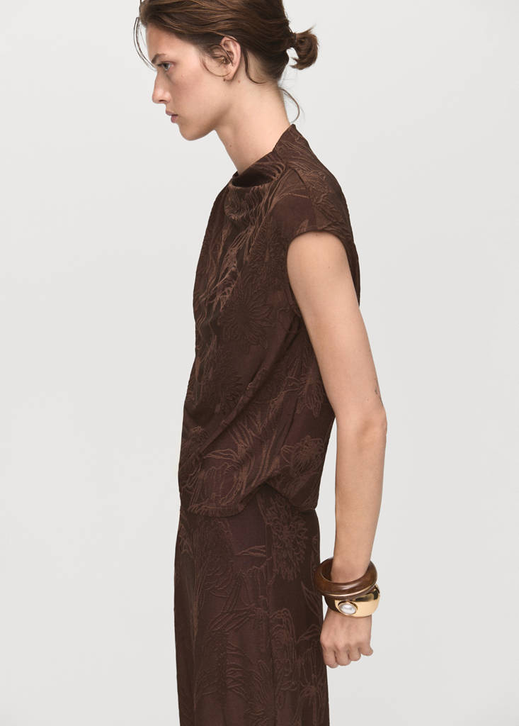 Top I Blomstret Jacquard