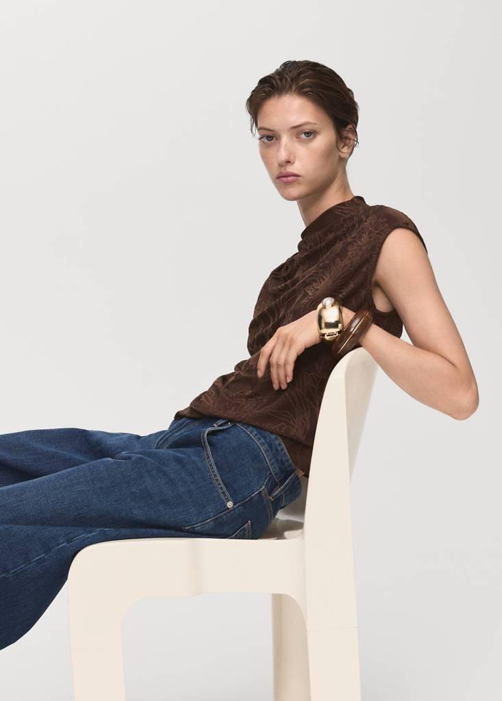 Top I Blomstret Jacquard