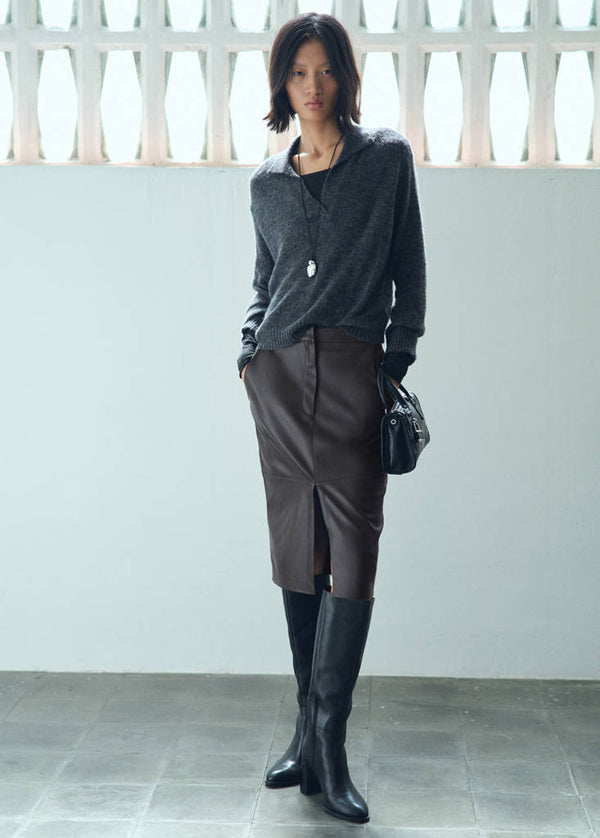 Faux-Leather Pencil Skirt