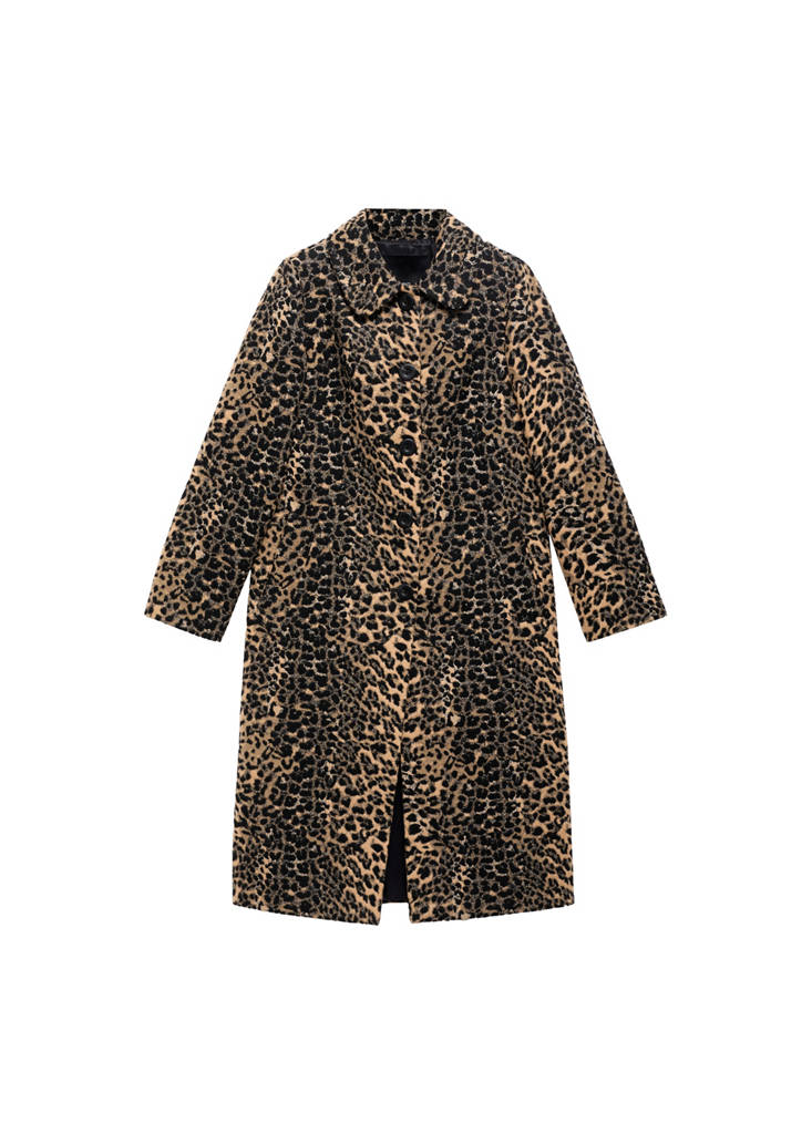 Lang frakke med leopardprint
