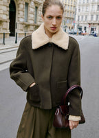 Wool Blend Jacket With Detachable Collar