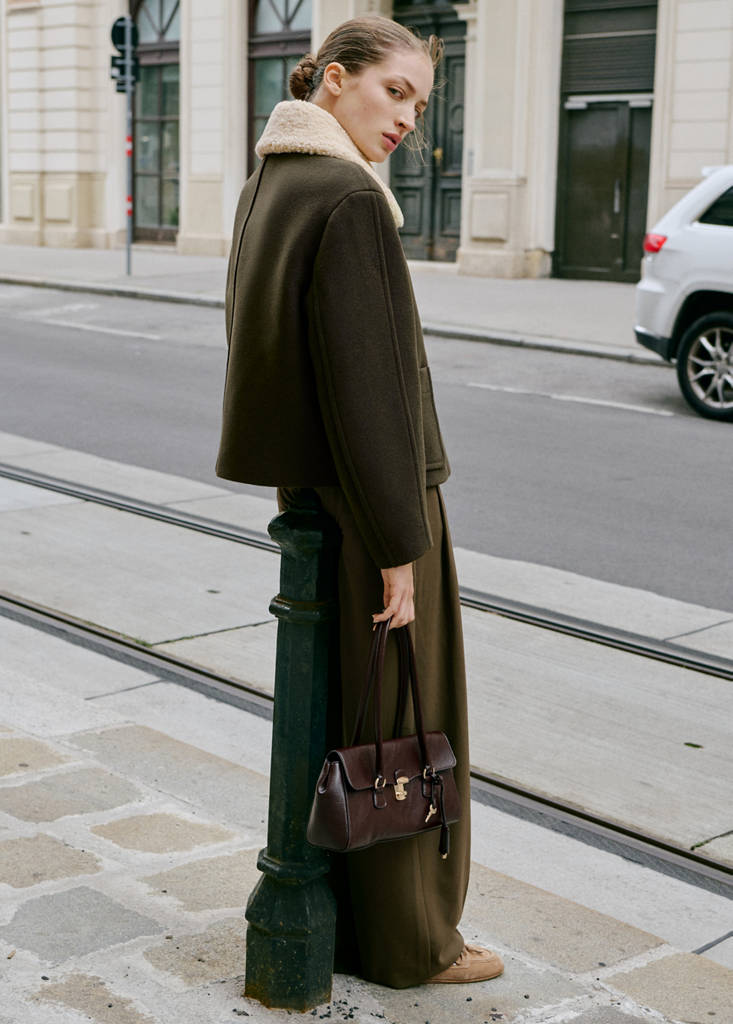 Wool Blend Jacket With Detachable Collar