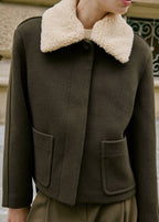 Wool Blend Jacket With Detachable Collar