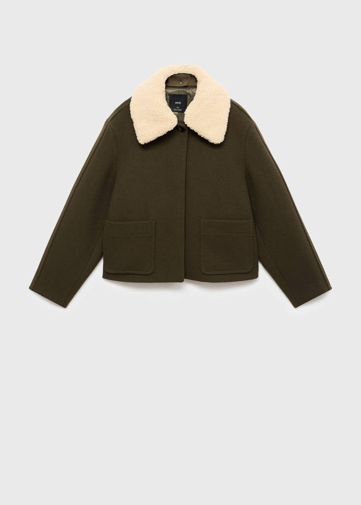 Wool Blend Jacket With Detachable Collar