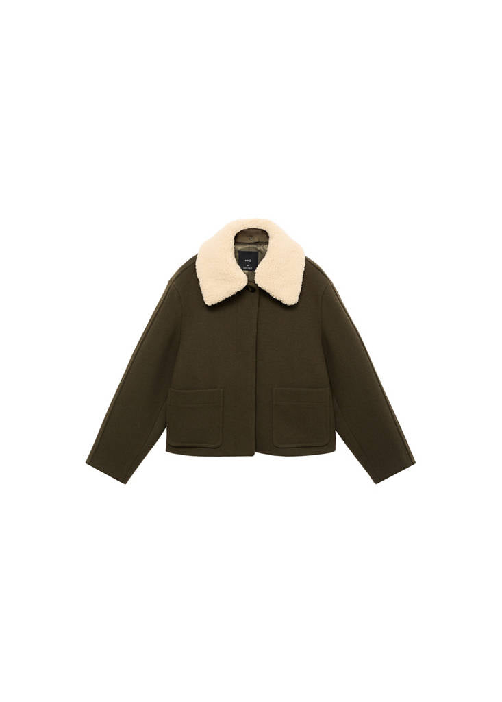 Wool Blend Jacket With Detachable Collar