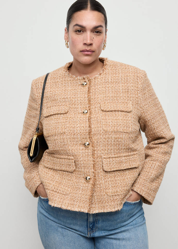 Chaqueta Tweed Bordes Deshilachados