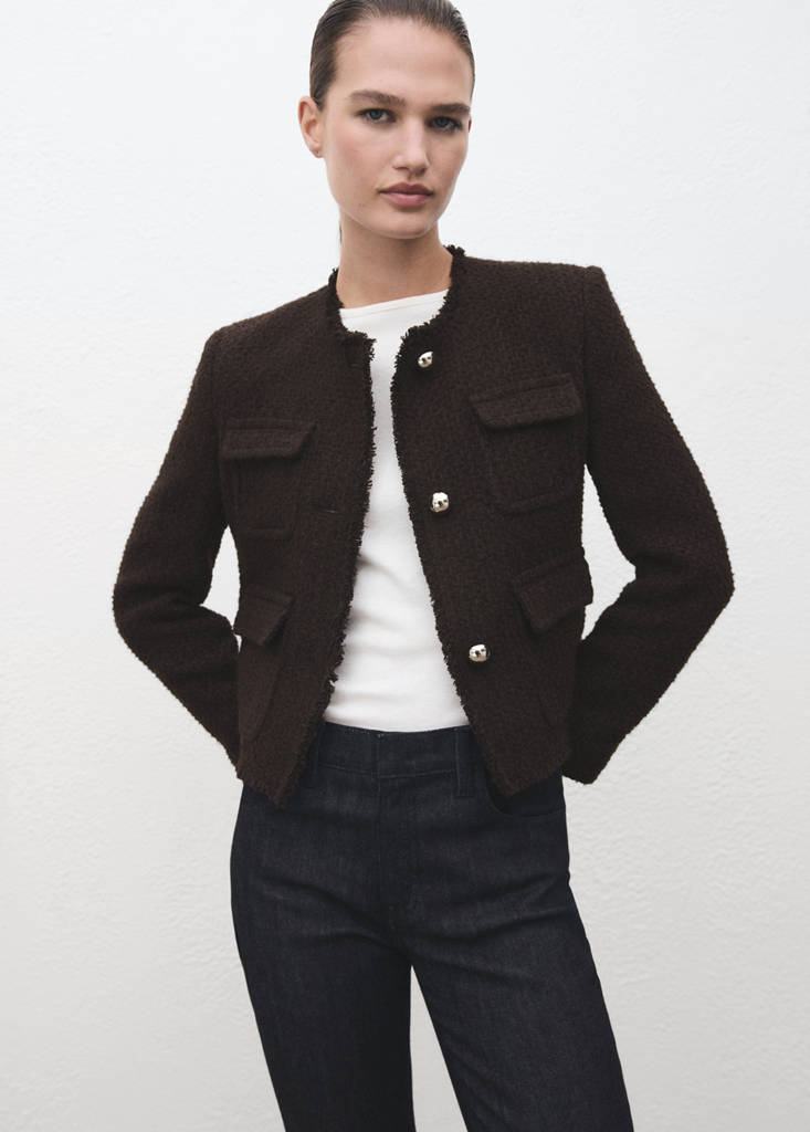 Chaqueta Tweed Bordes Deshilachados