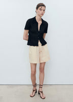 Short Droit Lin Avec Cordon