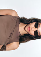 Robe Drapée À Bretelles Asymétriques