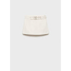 Jupe Short En Denim Avec Double Ceinture