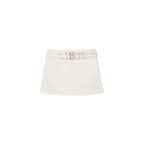 Jupe Short En Denim Avec Double Ceinture