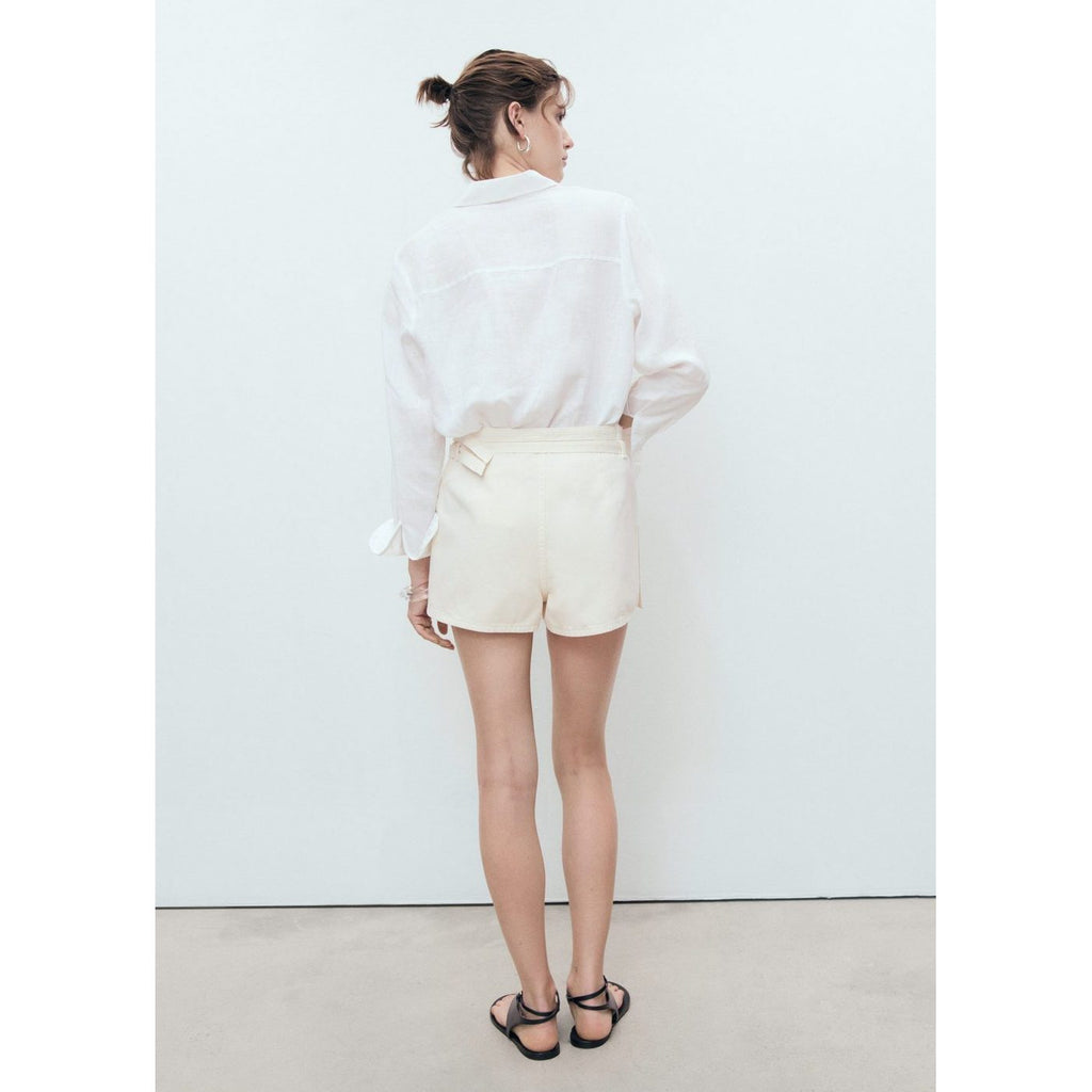 Jupe Short En Denim Avec Double Ceinture