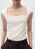 T-Shirt En Coton Décolleté Plongeant